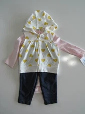 Baby Girls Carters Hearts 3 Piece Outfit 9 Months Nwt