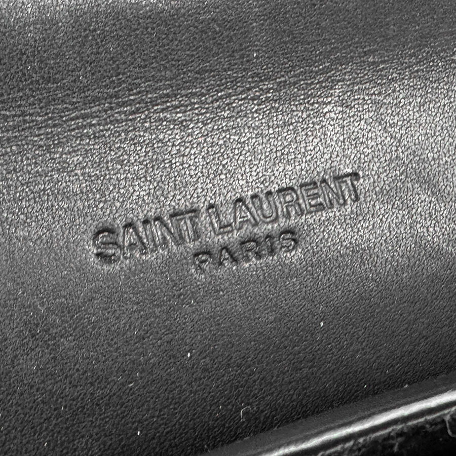 Auth SAINT LAURENT Crossbody Shoulder Bag Black/Gold Leather