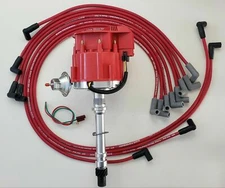 CHEVY 350 SUPER CAP HEI DISTRIBUTOR + 8.5mm SPARK PLUG WIRES under the exhaust