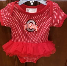 Ohio State Two Feet Ahead Baby Girl Polka Dot One Piece /w/ Tutu Red 6months