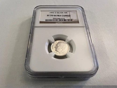 1992-S SILVER ROOSEVELT DIME NGC PF70 ULTRA CAMEO "BROWN LABEL" TOP POP