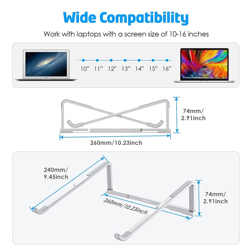 Adjustable Foldable Lightweight Aluminum Laptop Stand for Desk