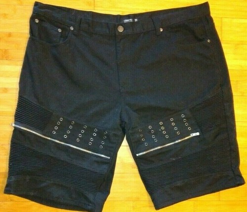 BLACK DENIM SHORTS WITH RIVET TRIM SIZE 