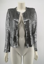 Iro Women's Silver Omana Sequined Tulle Jacket Size Eu 36 Uk 8 New With Tags