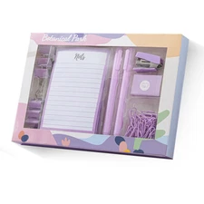 Office Memo Note Pad Supplies with Long Tail Paper Clamp & Pens & Stapler H3D4