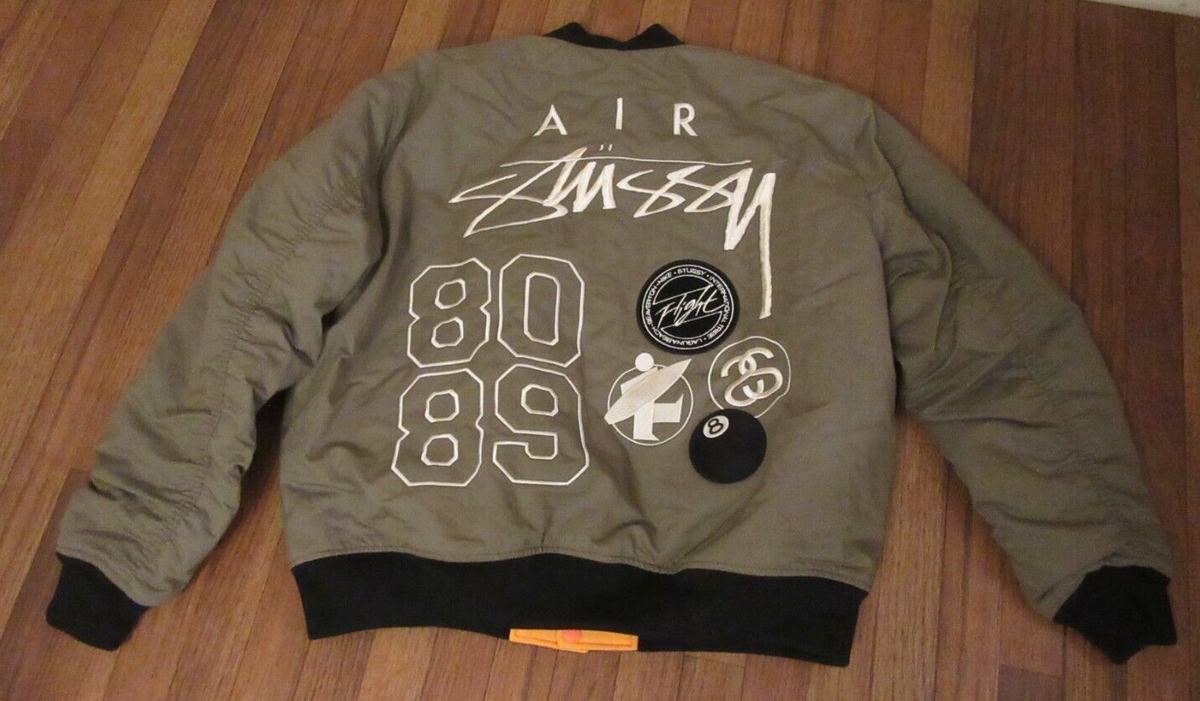 Nike Stussy Reversible Varsity Jacket Size Large Olive Nike Stussy Reversible Varsity Jacket Size Large Olive
