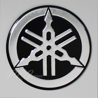 2-Pack 2.125'' Brushed Aluminum Yamaha Emblem Tank Decals – Silver Gas Badge