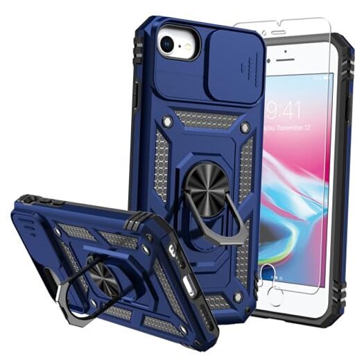 for iPhone SE Case 2022/3rd/2020,iPhone 8/7 Case,with Screen Protectors Blue