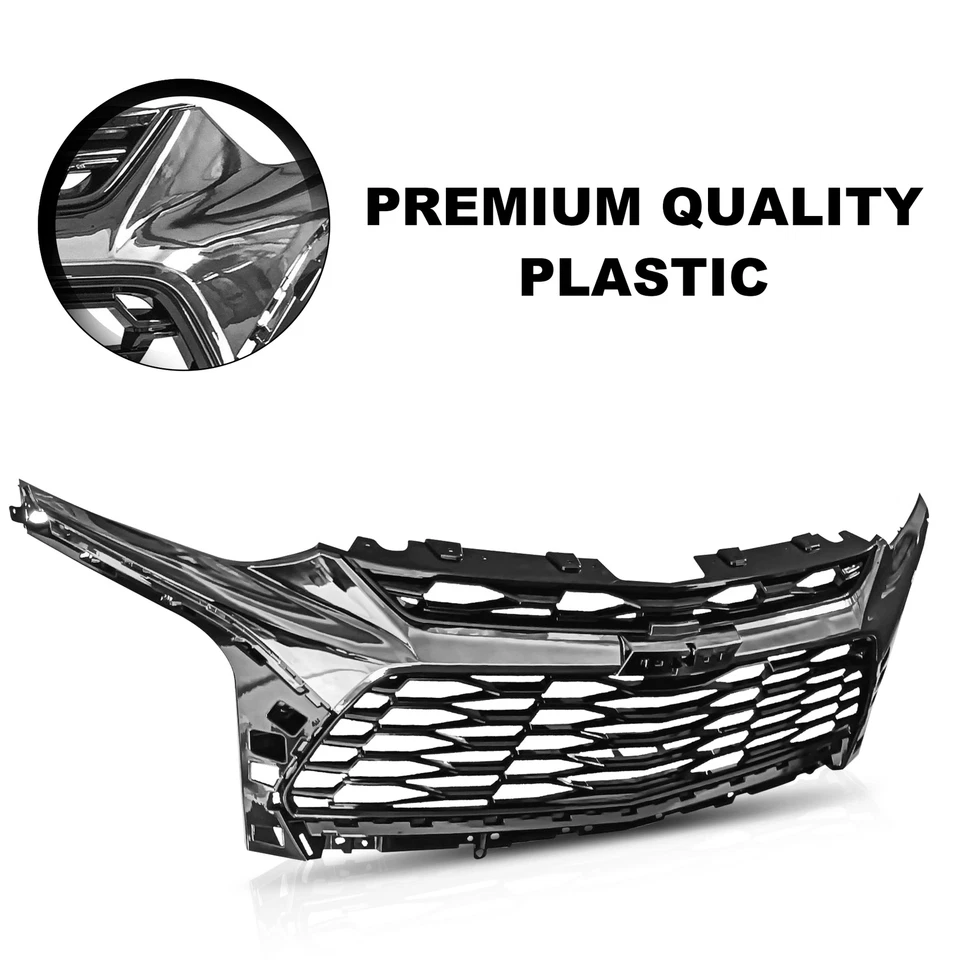 FIts 2019-2021 Chevrolet Blazer RS Front Upper Gloss Black w/Grey Chrome Grille - Image 3 of 4