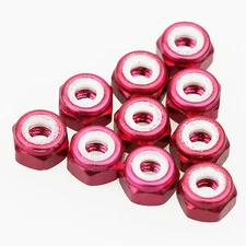 10PCS ALIENTAC Aluminum M3 Red Nylon Hex Insert Self-Lock Nuts
