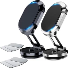 2 Pack Alloy Folding Magnetic Car Phone Holder 360 Rotation Magnetic Cell Phone