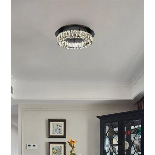 Elegant Lighting Monroe 18" Metal and Crystal LED Single Flush Mount in Black - Picture 8 of 8