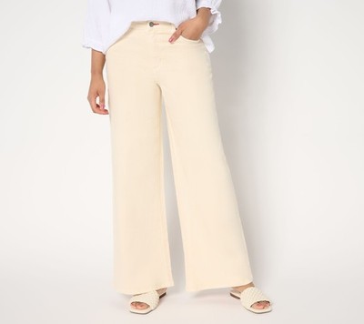SUNNYLiFE Women's Pants Sz 6 Wide Leg Linen Denim Pant White A683340