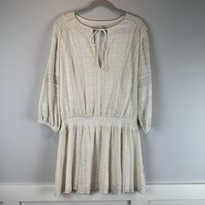 Alice + Olivia Cream Embroidered Margaux Drop Waist Party Dress Size 10