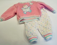 Vintage Little Miracles Baby Clothes Sweater Pants Set 6-9 Months Pink BIN 41