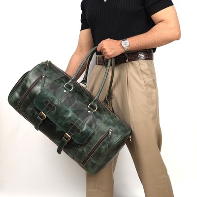 Genuine Leather Duffle Bag Travel Gym Overnight Weekend Carry On Luggage Gift
