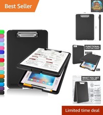 Elegant Waterproof Clipboard with Storage for Teachers and Professionals - Black