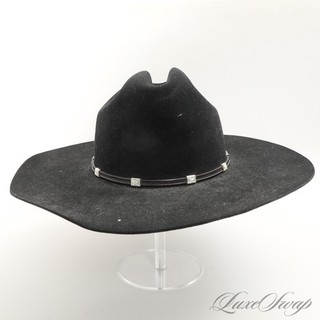 #1 MENSWEAR Resistol Made in USA Black 4X Beaver Saddle Horn Cowboy Hat 7 1/8 NR
