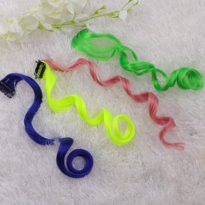 10 Pcs Curly Hair Extensions Colored Gradient Clip In Hair Pieces