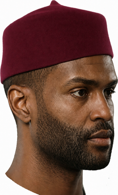 Maroon Wool Fez Hat for Men – Soft Felt Igbo Cap | Traditional