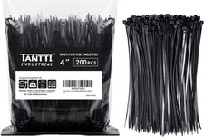 Zip Ties 4 inch (200 Pack), Small Zip Ties with 18 lb Tensile Strength, Black,