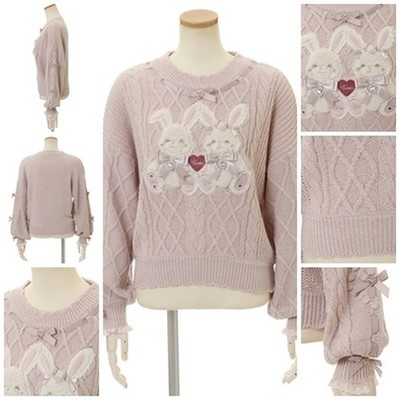 Liz Lisa - Twin bunnies sweater - Pink - NWT - Black - One Size
