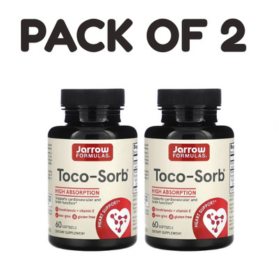 Jarrow Formulas TOCO-Sorb with Vitamin E, 57mg, 60 Softgels- PACK OF 2