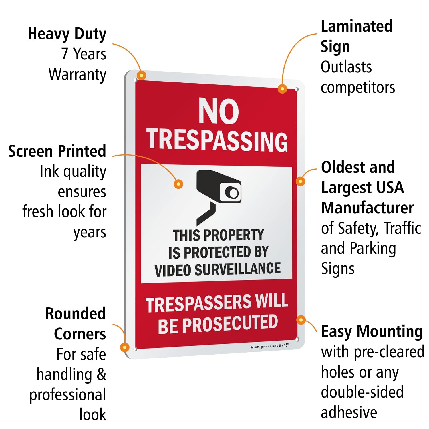 "No Trespassing - This Property is Protected by Video Surveillance" Sign | 10...