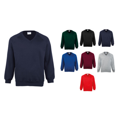 Maddins Coloursure  Sweatshirt mit V-Ausschnitt - Easycare V-Ausschnitt, Raglanärmel mit Bündchen