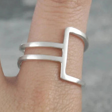 925 Sterling Silver, Solid Silver, Band Ring, Open Square Ring