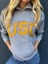 70s VINTAGE USC TROJANS FOOTBALL GRAY HOODED SWEATSHIRT HOODIE SZ S T-SHIRT 80s