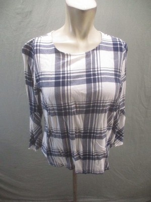 NWT Mercantile Size 6 Womens Multicolor Plaid 100% Cotton Casual Comfy Top 820