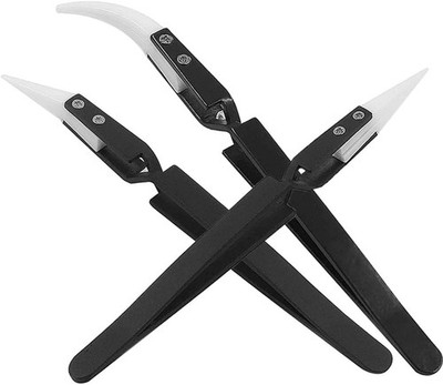 Set of 3 Anti-Static Tweezers Ceramic Tweezers Stainless Steel Precision
