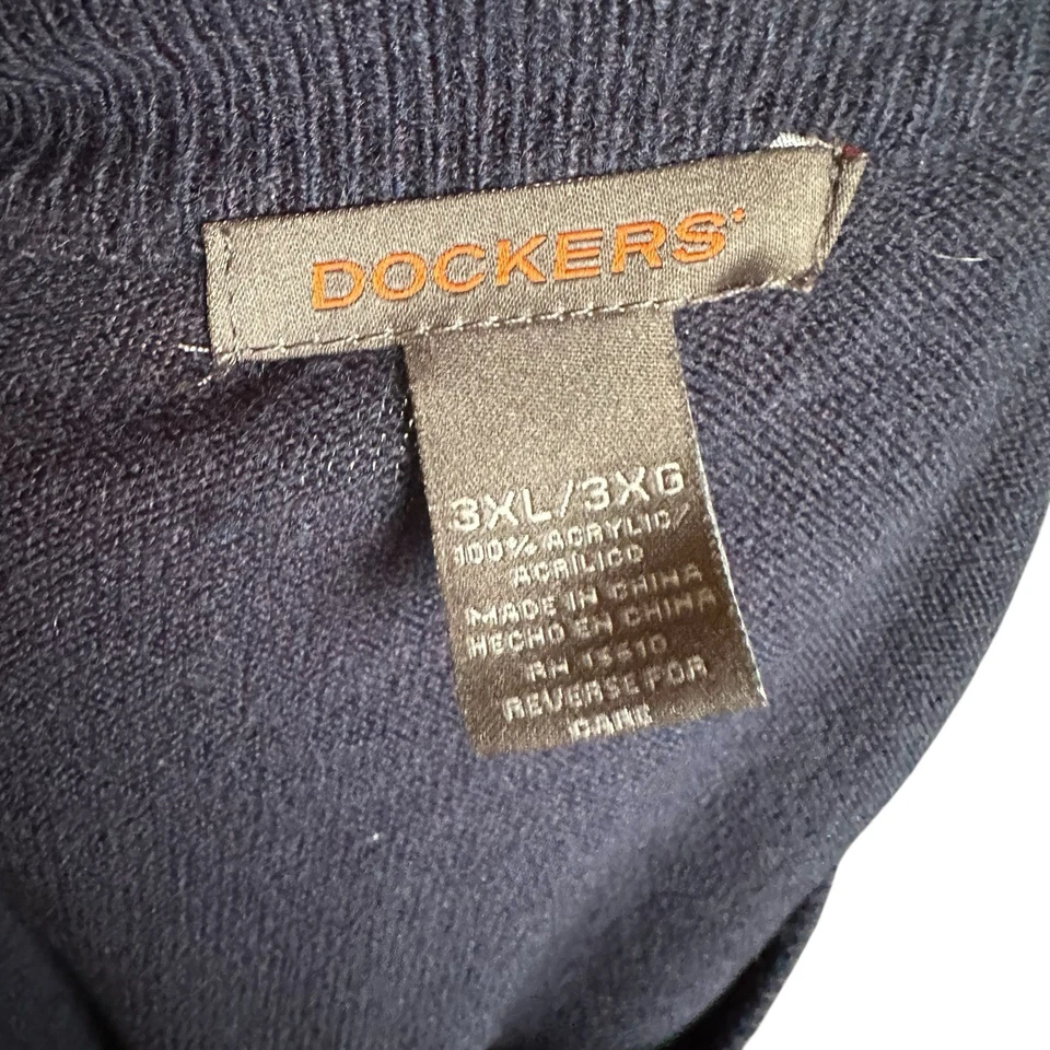 Chaleco Suéter Dockers Para Hombres 3XL 100% Acrílico Cuello en V Sin Mangas Tejido Azul Marino Foto 3 de 3
