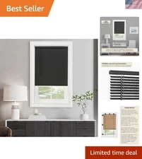 Black Cordless Light Filtering Mini Blinds - 35" Wide x 64" Long for Indoor Use