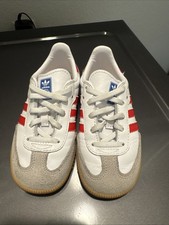 Adidas Samba OG Shoes Kids 2 Classic White Red Soccer Low Turf Indoor Sneaker S2