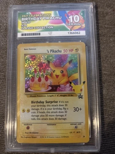 2021 Celebrations Birthday Pikachu Ace Grade 10
