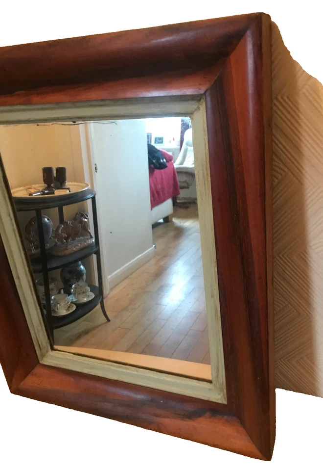 Antiguo siglo XIX. Espejo de pared Century con marco de palo de rosa Foto 3 de 4