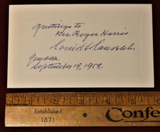 Rare Louis St. Laurent 1948-1957 Prime Minister of Canada Signed Card 