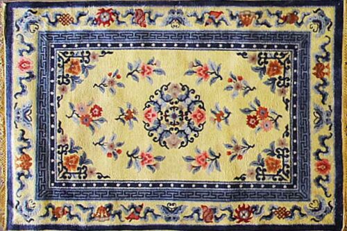 Vintage Art Deco Silk Chinese Rug, The Sun, 4'1" x 6'2" #17187 - Picture 3 of 9