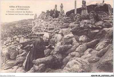 ADNP8-35-0690 - ROTHENEUF - the hermit carving the rocks by smoking a b