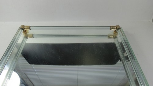 MID CENTURY MODERN Vanity Mirror Dresser Tray Glass Gold Lucite Rod 10.5" BY 8" - Picture 3 of 9