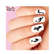 Waterslide Nail Decals Set of 20 - Mermaid Silhouette Assorted