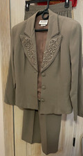 Hugo Buscati Milano Wool/Rayon Vintage 90's Tan Blazer, Suit Pants Teal Size 8