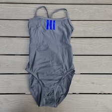 Adidas Girls C-back Infinitex Gray/black 1 pc Swimsuit Size 24 NEW