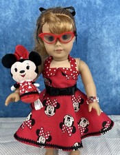 Minnie Mouse 50’s Custom Made Dress with extras 18” Doll or American Girl Doll