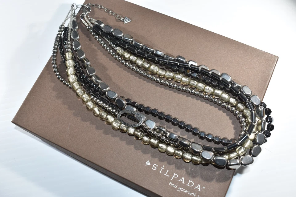 Collar de plata de ley de vidrio hematita SILPADA N1936 Foto 4 de 4
