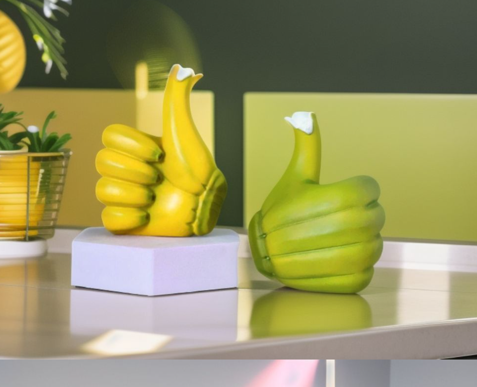 Decorative ornaments, creative banana thumbs up, hand crafted resin ornaments