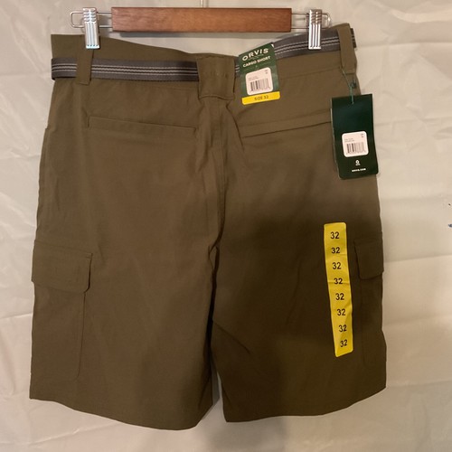 ORVIS Men's Cargo Belted Shorts Zip Pocket OLIVE GREEN 32 Stretch Outdoor NEW - Picture 5 of 13