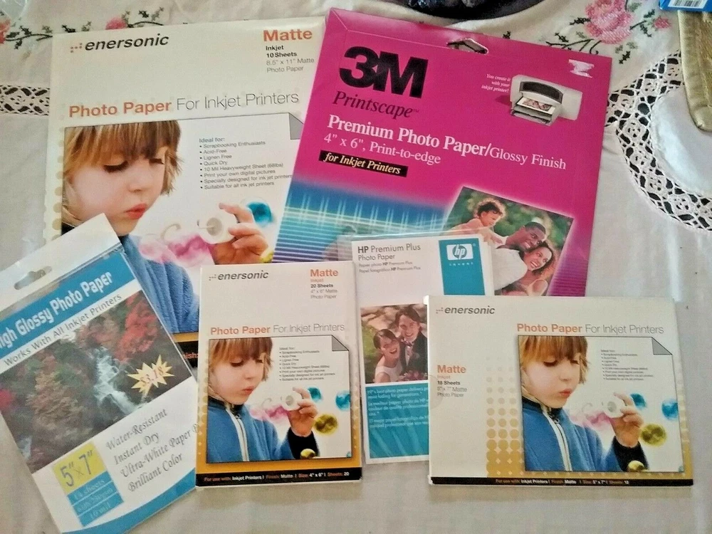 Lot of Photo Printer Paper 3M, HP, Eersonic 8.5 x 11", 4" x 6", 5 x 7"